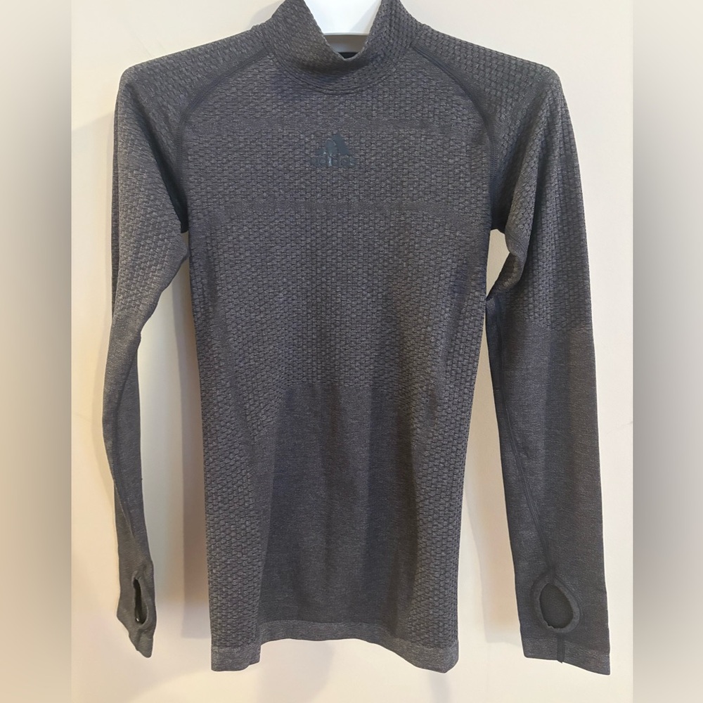 adidas Charcoal Long Sleeve Training Undershirt, Size XS